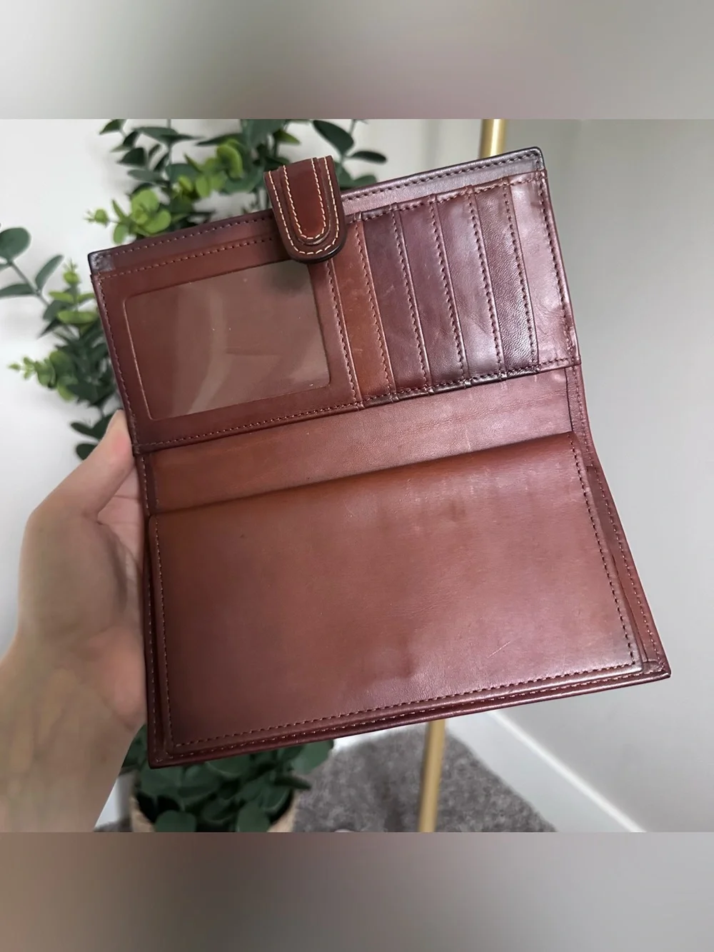 Coach Cream and Brown Leather Wallet